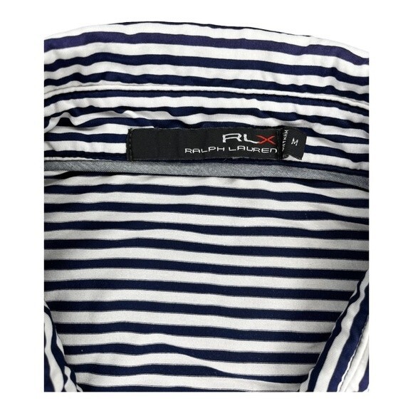 RLX‎ Ralph Lauren Performance Golf Blue/White Striped Mens Polo - Size M - Picture 4 of 9